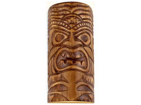 A19 Tiki 1-Light Amber Palm Brown Wall Sconce