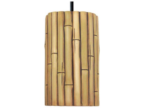 A19 Bamboo 1-Light Natural Brown Cylinder Mini Pendant
