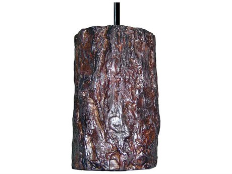 A19 Bark 1-Light Bark Brown Cylinder Mini Pendant