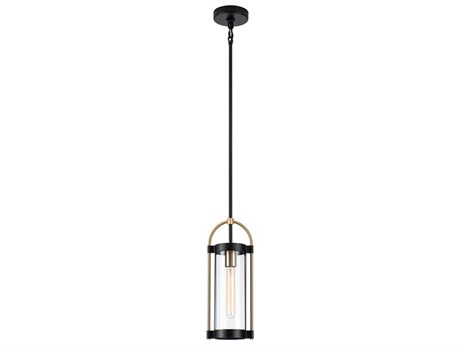 Artcraft Bonita 1-Light Black Brushed Brass Cylinder Lantern Mini Pendant