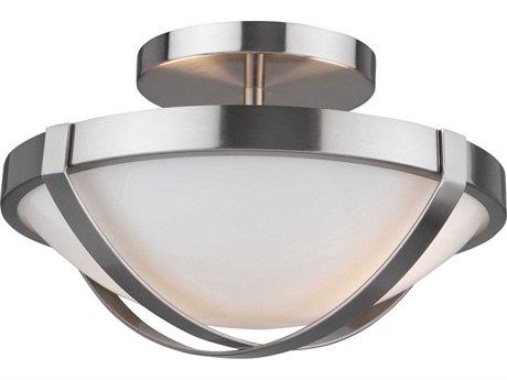 Artcraft Cara 2-Light Brushed Nickel Glass Bowl Flush Mount
