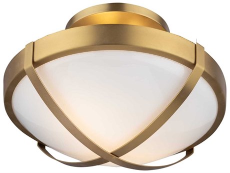 Artcraft Cara 2-Light Brushed Brass Glass Bowl Flush Mount