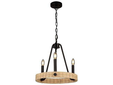 Artcraft Perris 3-Light Black Round Chandelier