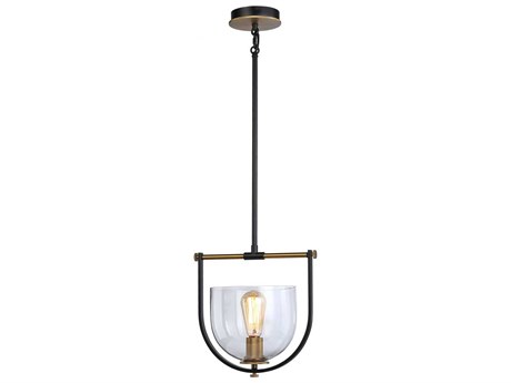 Artcraft Cheshire 1-Light Black Brass Glass Bowl Mini Pendant