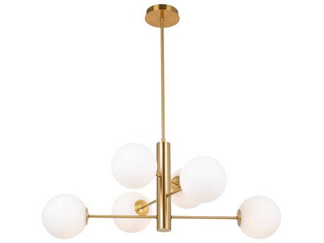 Artcraft Aurelia 6-Light Brass Globe Tiered Chandelier