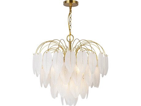 Artcraft Alessia 10-Light Brushed Brass White Tiered Chandelier