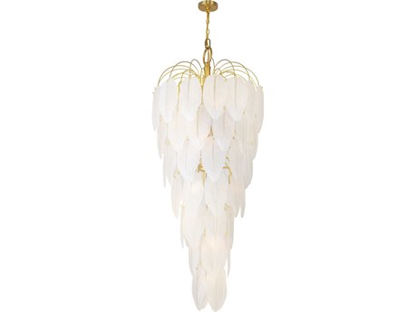 Artcraft Alessia 21-Light Brushed Brass White Tiered Chandelier
