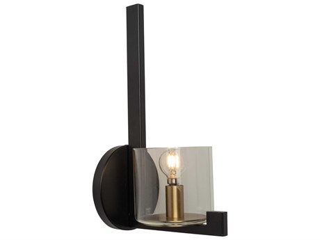 Artcraft Salinas 1-Light Black Brass Glass Wall Sconce