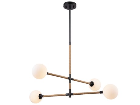 Artcraft Capilano 4-Light Black Globe Tiered Chandelier