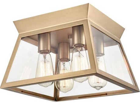 Artcraft Lucian 4-Light Brushed Brass Lantern Flush Mount