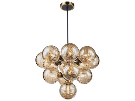Artcraft Gem 13-Light Black Brushed Brass Globe Chandelier