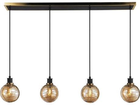 Artcraft Gem 4-Light Black Brushed Brass Globe Linear Island Pendant