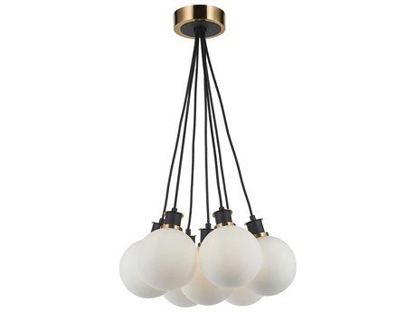 Artcraft Gem 7-Light Black Brushed Brass Globe Pendant