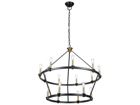 Artcraft Notting Hill 15-Light Black Brushed Brass Tiered Chandelier