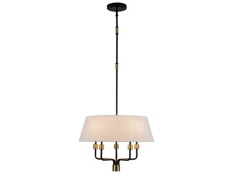 Artcraft Providence 5-Light Black Brushed Brass Drum Pendant