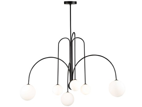 Artcraft Comet 6-Light Semi Matte Black Glass LED Globe Chandelier
