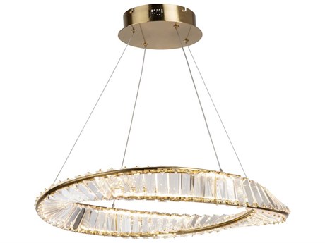 Artcraft Stella Brushed Brass Crystal LED Round Pendant