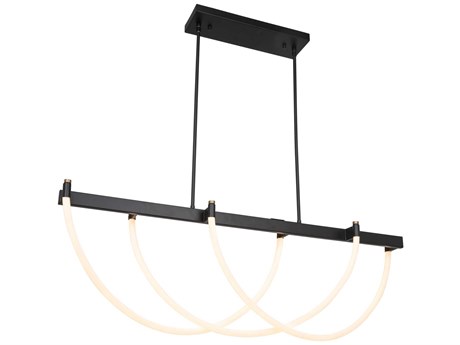 Artcraft Cascata 3-Light Black Brushed Brass Linear Island Pendant