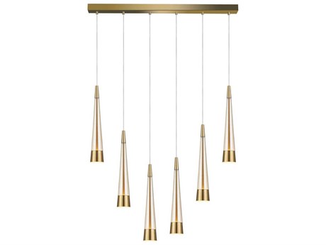 Artcraft Sunnyvale 6-Light Brass Linear Island Pendant