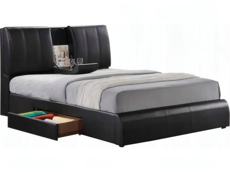 Acme Furniture Kofi Black Synthetic Leather Rubberwood King Platform Bed