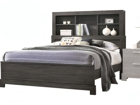 Acme Furniture Lantha Gray Oak Solid Wood Queen Platform Bed