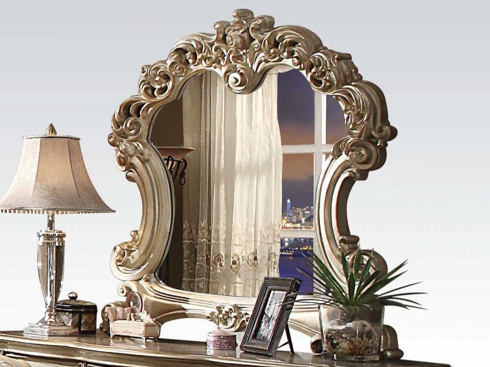 antique gold dresser mirror GOTHIC 6 DRAWER DRESSER AND MIRROR, GOLD AND WHITE