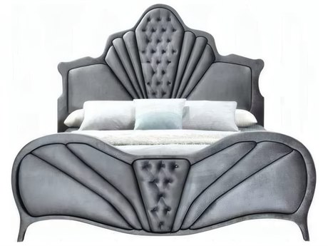 Acme Furniture Dante Gray Velvet Upholstered Queen Panel Bed