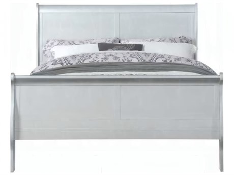 Acme Furniture Louis Philippe Platinum Silver Solid Wood King Sleigh Bed