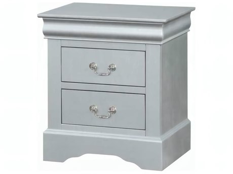 Acme Furniture Louis Philippe 2-Drawers Silver Solid Wood Nightstand