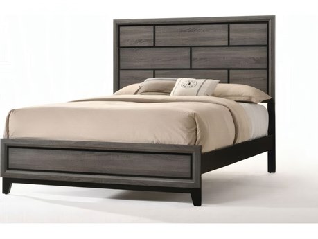 Acme Furniture Valdemar Weathered Gray Plywood Wood King Platform Bed