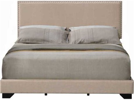 Acme Furniture Beige Fabric Upholstered Queen Platform Bed