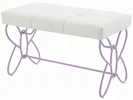 Acme Furniture White Light Purple Faux Leather Accent Bench