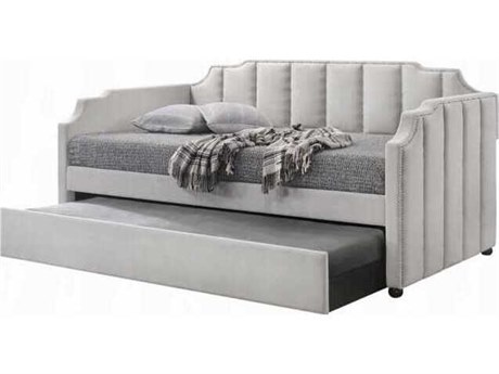 Acme Furniture Peridot Dove Gray Velvet Rubberwood Upholstered Twin Daybed Bed