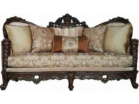 Acme Furniture Devayne Fabric Dark Walnut Beige Upholstered Sofa