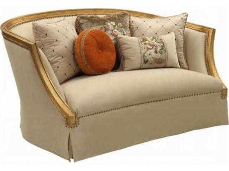 Acme Furniture Daesha Tan Flannel Antique Gold Beige Upholstered Loveseat