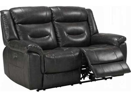 Acme Furniture Gray Leather Aire Faux Loveseat