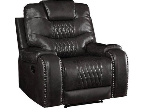 Acme Furniture Braylon Magnetite Synthetic Leather Gray Faux Recliner