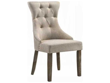 Acme Furniture Gabrian Rubberwood Beige Upholstered Armless Dining Chair Set of 2