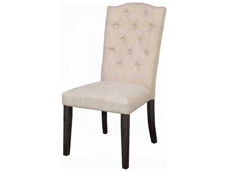 Acme Furniture Gerardo Solid Wood Beige Upholstered Armless Dining Chair Set of 2