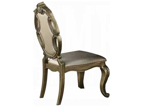 Acme Furniture Ragenardus Pine Wood Brown Faux Leather Armless Dining Chair Set of 2