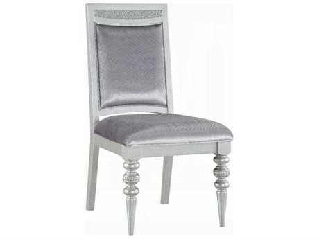 Acme Furniture Maverick Poplar Wood Silver Upholstered Armless Dining Chair Set of 2
