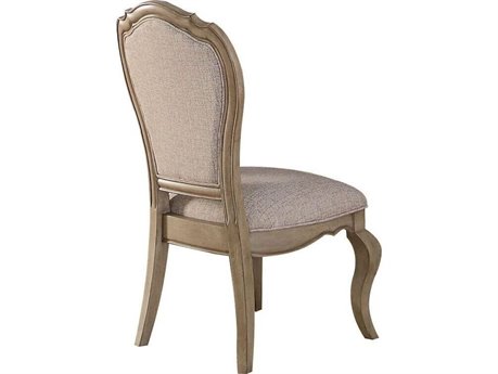 Acme Furniture Chelmsford Rubberwood Beige Upholstered Armless Dining Chair Set of 2