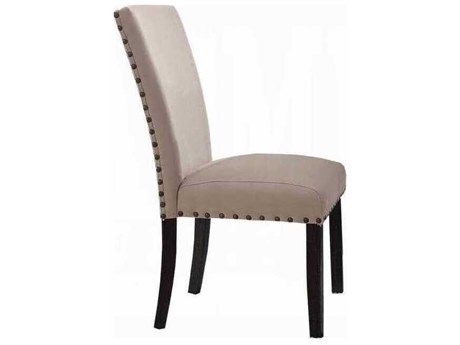 Acme Furniture Nolan Rubberwood Brown Upholstered Armless Dining Chair Set of 2
