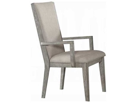 Acme Furniture Rocky Rubberwood Gray Upholstered Arm Dining Chair Set of 2