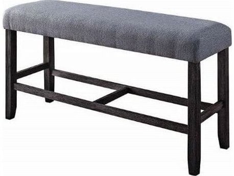 Acme Furniture Yelena Fabric Weathered Espresso Gray Upholstered Accent Bench