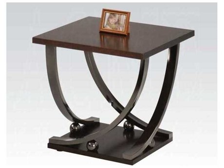 Acme Furniture Square Wood Black Nickel End Table