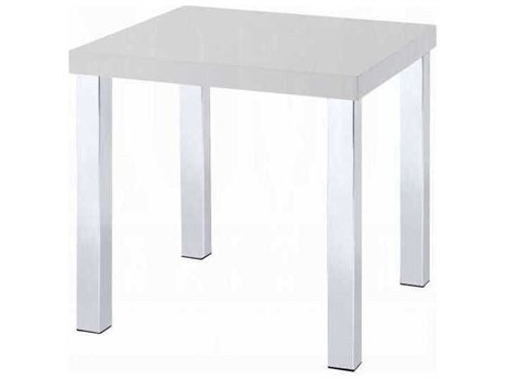Acme Furniture Harta Square Wood White High Gloss Chrome End Table