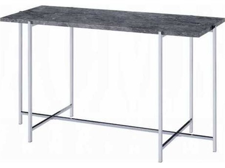 Acme Furniture Adelae Rectangular Faux Marble Engineered Stone Top Chrome End Table