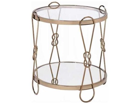 Acme Furniture Zekera Round Glass Champagne Mirrored End Table