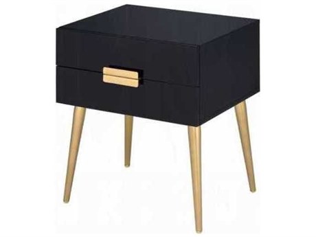 Acme Furniture Denvor Rectangular Wood Black Gold End Table